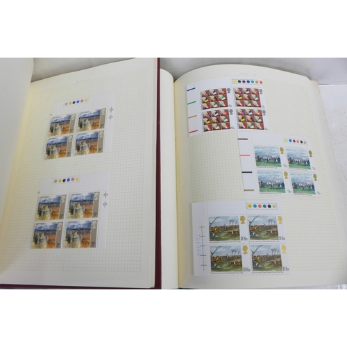 724 - Stamps; GB mint in two albums, 1968 to 1982 mainly in blocks of four, (decimal face value approximat... 