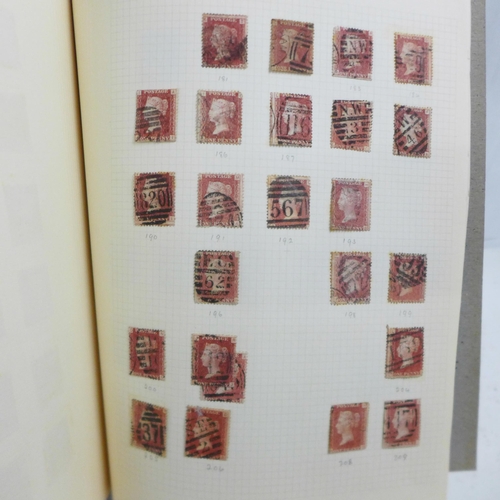 727 - Stamps; GB Queen Victoria 1d reds (imperforate and perforate) in album