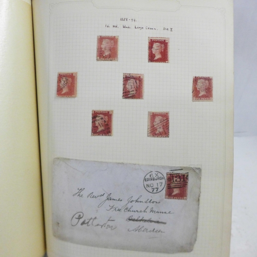 727 - Stamps; GB Queen Victoria 1d reds (imperforate and perforate) in album