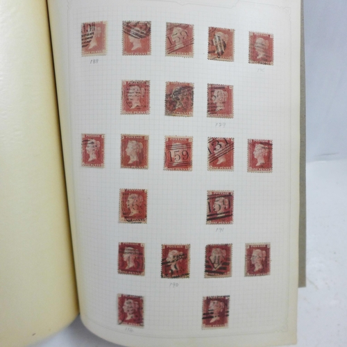 727 - Stamps; GB Queen Victoria 1d reds (imperforate and perforate) in album