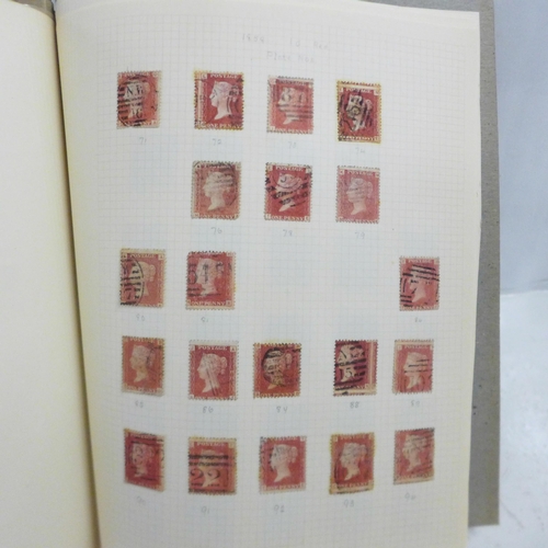 727 - Stamps; GB Queen Victoria 1d reds (imperforate and perforate) in album