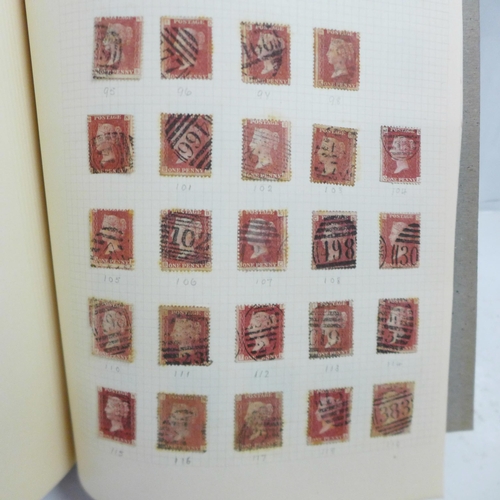 727 - Stamps; GB Queen Victoria 1d reds (imperforate and perforate) in album