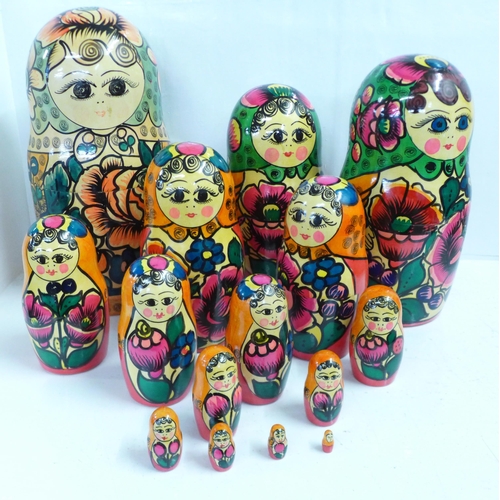 728 - A large Russian doll, fifteen stacking dolls