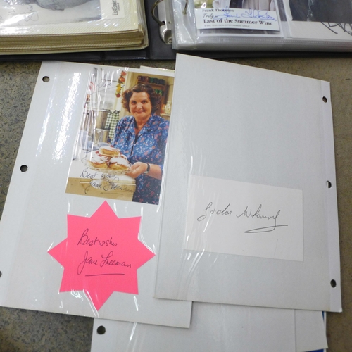 756 - A large collection of approximately 250 signed celebrity cards and photos - film, pop and TV persona... 