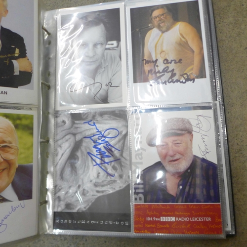 756 - A large collection of approximately 250 signed celebrity cards and photos - film, pop and TV persona... 