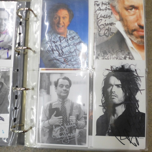 756 - A large collection of approximately 250 signed celebrity cards and photos - film, pop and TV persona... 