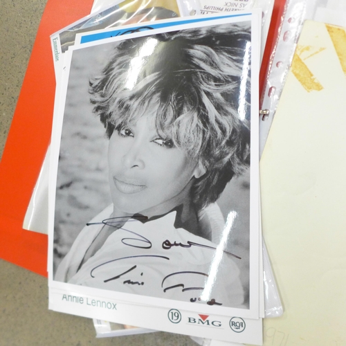 756 - A large collection of approximately 250 signed celebrity cards and photos - film, pop and TV persona... 