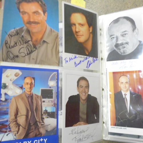 756 - A large collection of approximately 250 signed celebrity cards and photos - film, pop and TV persona... 