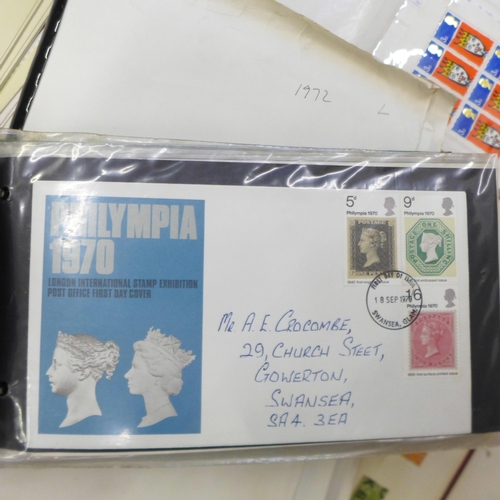 761 - Stamps; a box of GB stamps, covers, catalogues, etc.