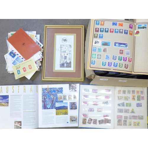 768 - A collection of stamp first day covers, some loose stamps and seven empty albums, (6+1)