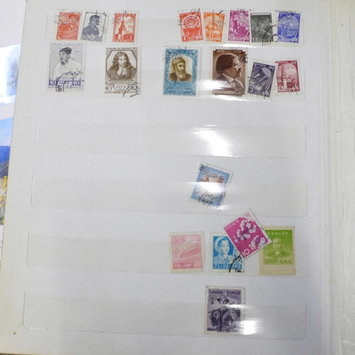 768 - A collection of stamp first day covers, some loose stamps and seven empty albums, (6+1)