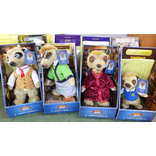 801 - A collection of eight Meerkats, six Yakov's Toy Shop and two Limited Edition Meerkat Movies, Oleg as... 