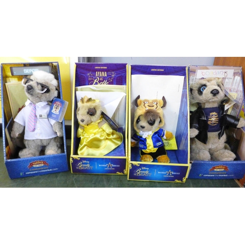 801 - A collection of eight Meerkats, six Yakov's Toy Shop and two Limited Edition Meerkat Movies, Oleg as... 