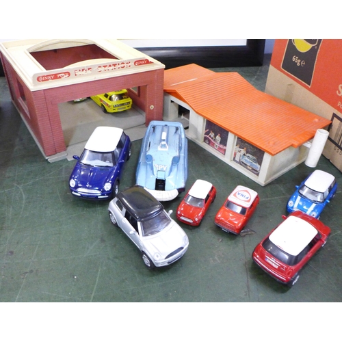 802 - A Dinky Toys Spectrum SPV, other model vehicles, a part Dinky Fire Station, a/f, and a Mattel Super-... 