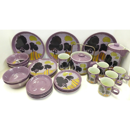 804 - A collection of 1970’s Denby Pottery Trees pattern breakfast ware designed by Diana Woodcock-Beckeri... 