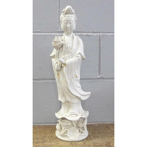 827 - A Blanc de Chine figure of a Chinese lady, a/f, 53cm