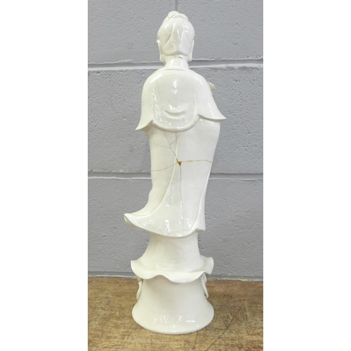 827 - A Blanc de Chine figure of a Chinese lady, a/f, 53cm