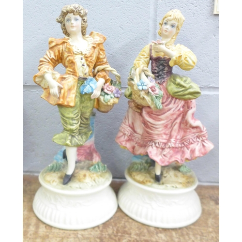 844 - A pair of Capodimonte Neopolitan figures, 39cm