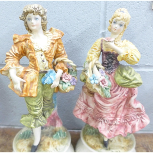 844 - A pair of Capodimonte Neopolitan figures, 39cm