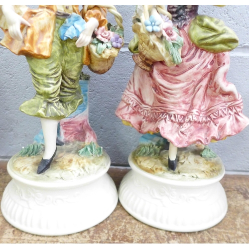 844 - A pair of Capodimonte Neopolitan figures, 39cm