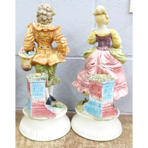 844 - A pair of Capodimonte Neopolitan figures, 39cm