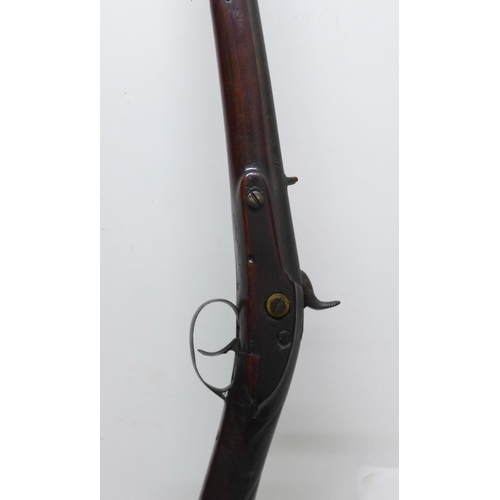 847 - An early 19th Century percussion rifle, marked 1816, a/f, some repairs