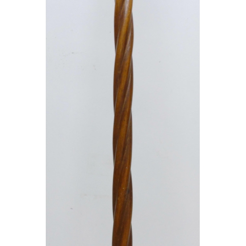 857 - A 19th Century gentleman's walking cane, wild boar tusk handle, spirally carved shaft, bone tip, len... 