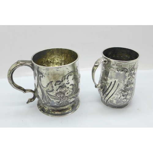 883 - A silver Mappin & Webb christening cup, with inscription on the base dated 1902, 136g, and one other... 