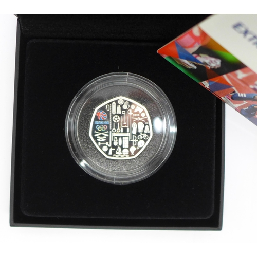 894 - The Royal Mint Team GB Tokyo 2020 Olympics held in 2021 UK 50p silver proof coin, with certificate n... 