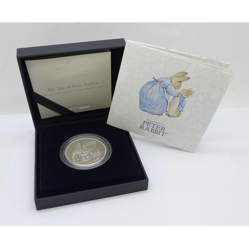 895 - The Royal Mint The Tale of Peter Rabbit 2021 UK 1oz £2 silver proof coin with certificate no. 1261