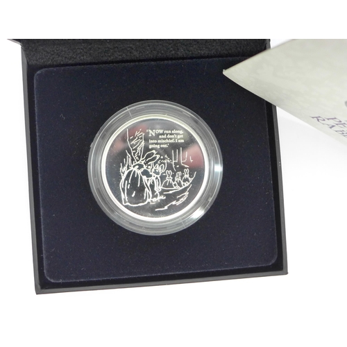 895 - The Royal Mint The Tale of Peter Rabbit 2021 UK 1oz £2 silver proof coin with certificate no. 1261