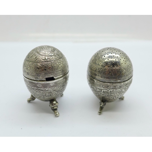 918 - Two small Egyptian silver condiments