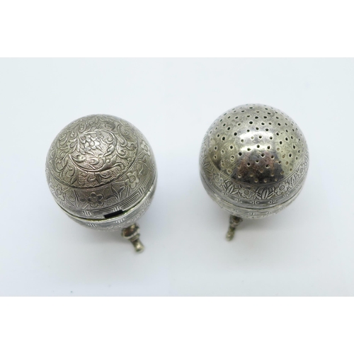 918 - Two small Egyptian silver condiments