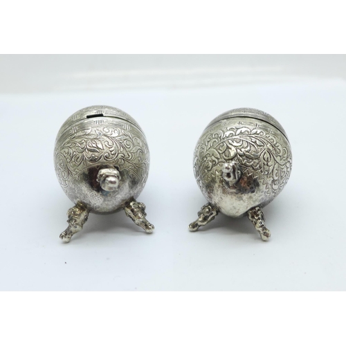 918 - Two small Egyptian silver condiments