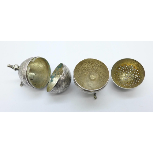 918 - Two small Egyptian silver condiments