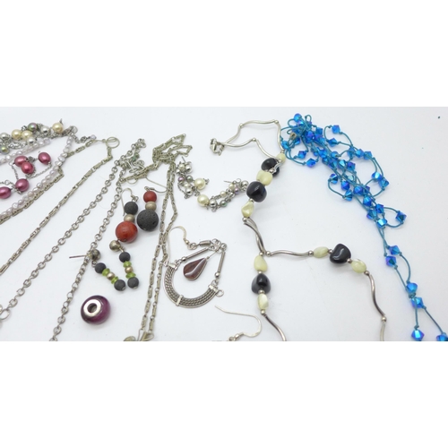 926 - Silver and white metal jewellery, etc.