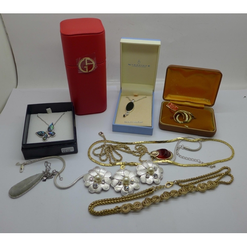 948 - Designer jewellery including Sara Coventry, Napier, a red Georgio Armani box, etc.