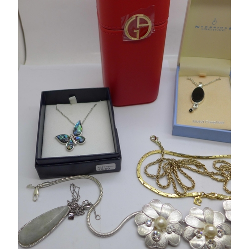 948 - Designer jewellery including Sara Coventry, Napier, a red Georgio Armani box, etc.