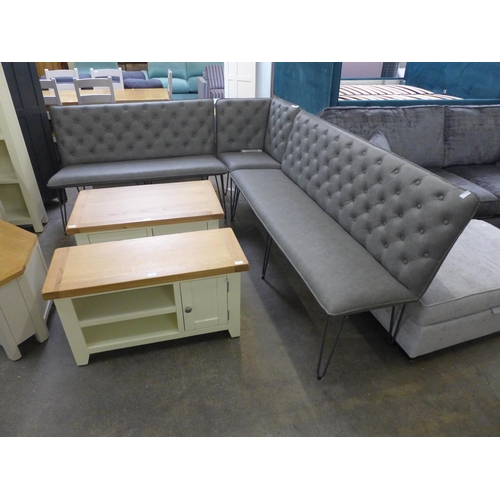 1531 - An industrial grey studded back corner bench set -uneven (CH21-GR) * This lot is subject to VAT