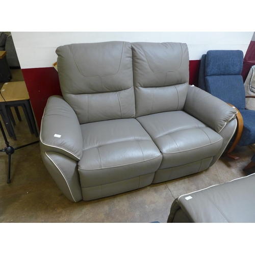 1545 - A Raffa grey leather two seater sofa