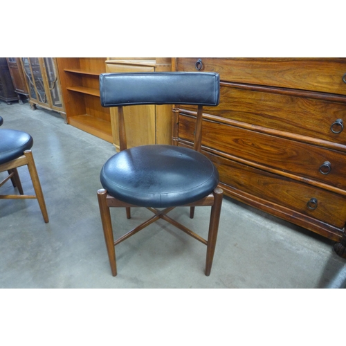 119 - A set of six G-Plan Fresco teak and black vinyl chairs