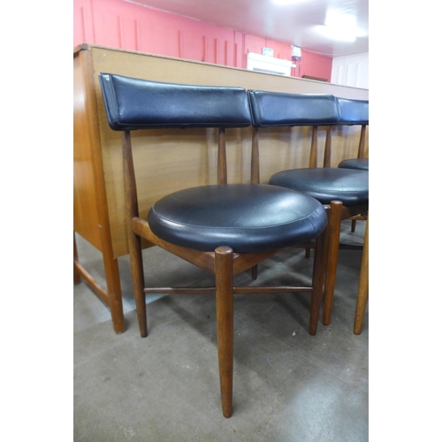 119 - A set of six G-Plan Fresco teak and black vinyl chairs