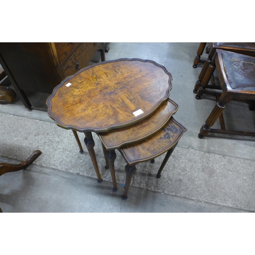 160 - A burr walnut nest of tables