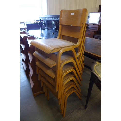 177 - A set of six beech and plywood stacking chairs