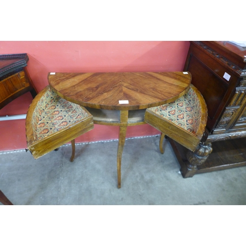 18 - A small 19th Century Italian walnut and rosewood inlaid demi-lune console table