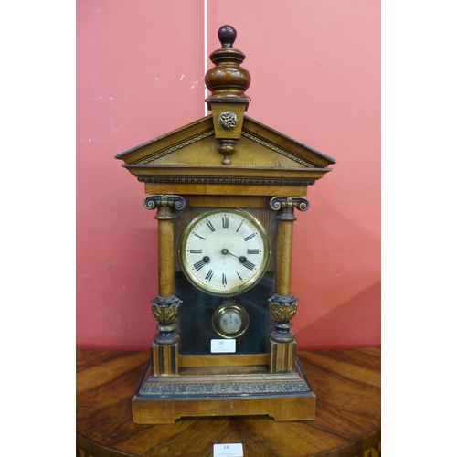 20 - A 19th Century German walnut architectural cased mantel clock