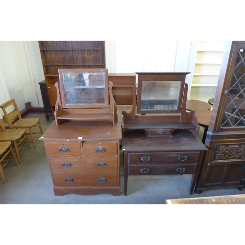 221 - An Edward VII stained pine dressing chest and an Edward VII mahogany dressing table