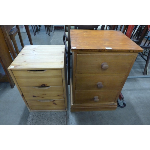 230 - A small pine bedside chest and another