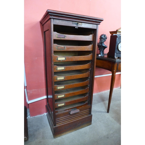 24 - An early 20th Century mahogany tambour front filing cabinet