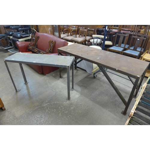 276 - Two industrial steel work benches